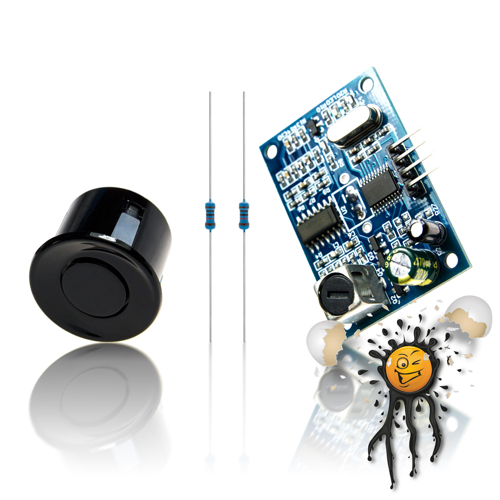 JSN-SR04T Ver.2 TTL Ultrasonic Distance Proximity Sensor Set 3-Parts 20-600 cm 